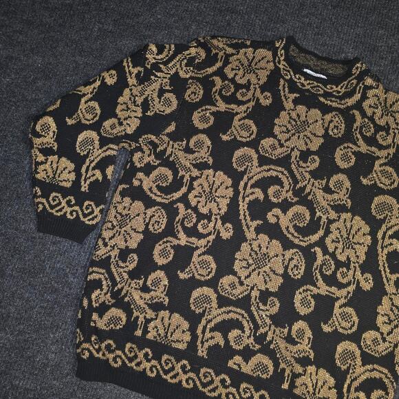 Vintage 90s Alfred Dunner Black and Gold Sweater - Picture 2 of 4